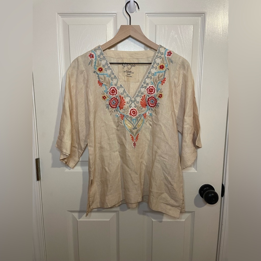 Kyla Seo Karyn Caite Linen Top Boho Revival Size Small - Picture 1 of 6